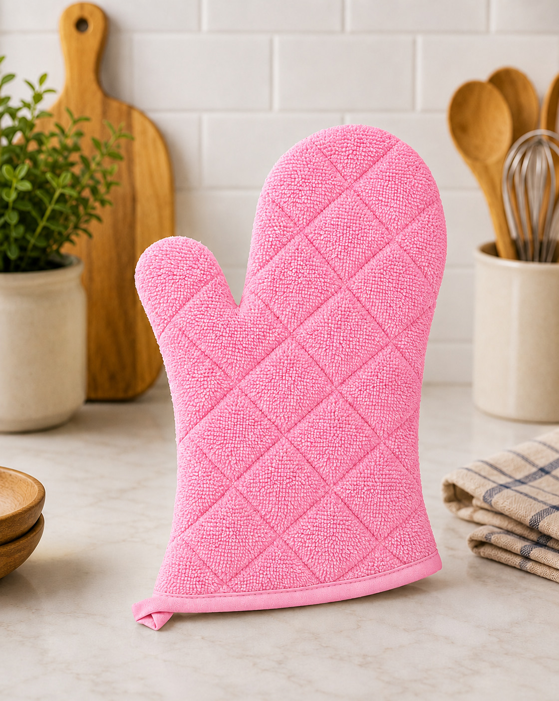 Quilted Terry Oven Mitt - Neat Stitching