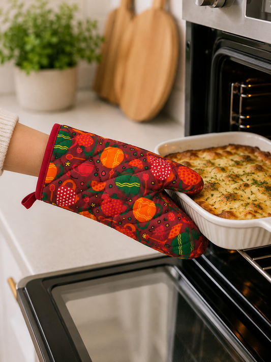 Premium Quilted Oven Mitt – Fabric: 100% Cotton | Heat Resistant Kitchen Glove
