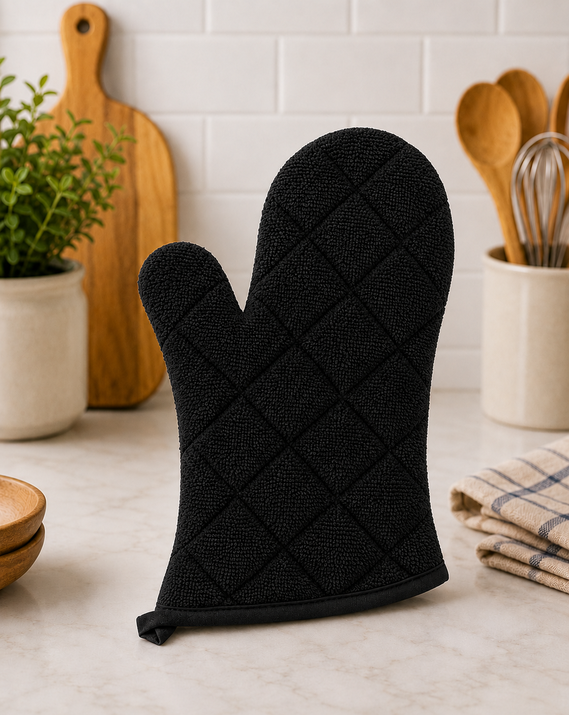 Quilted Terry Oven Mitt - Neat Stitching