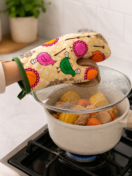 Premium Quilted Oven Mitt – Fabric: 100% Cotton | Heat Resistant Kitchen Glove