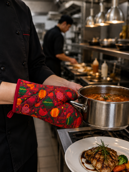 Premium Quilted Oven Mitt – Fabric: 100% Cotton | Heat Resistant Kitchen Glove
