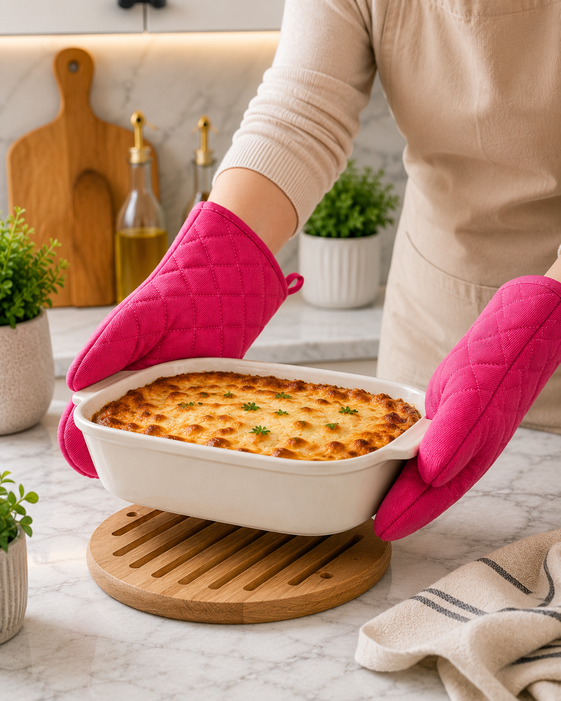 Premium Quilted Cotton Oven Mitt – Heat Resistant Kitchen Glove
