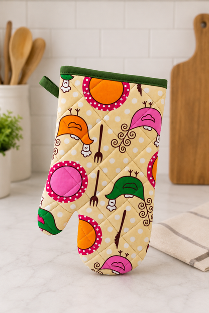 Premium Quilted Oven Mitt – Fabric: 100% Cotton | Heat Resistant Kitchen Glove