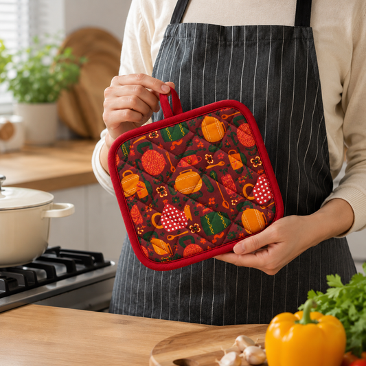 Premium Quilted Kitchen Pot Holder – Stylish & Durable Cotton Design