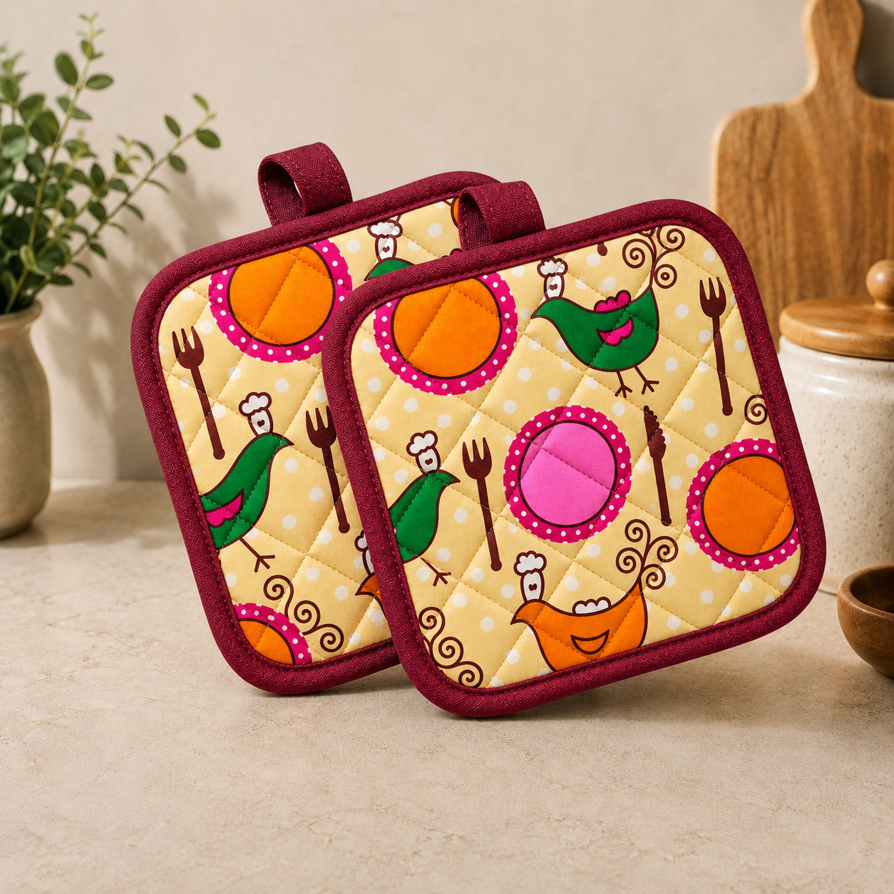 Printed Quilted Pot Holder – Premium Kitchen Collection