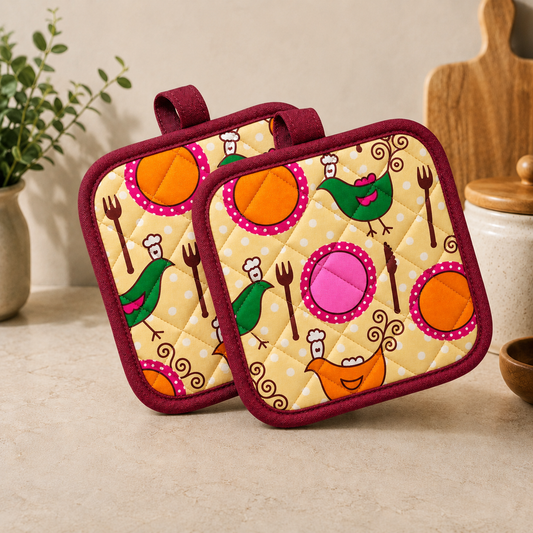 Printed Quilted Pot Holder – Premium Kitchen Collection