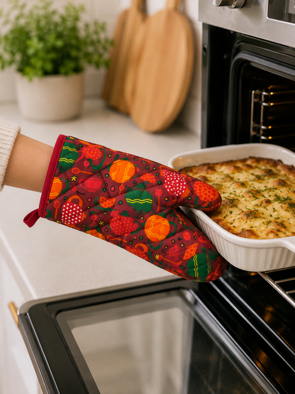 Premium Quilted Oven Mitt – Fabric: 100% Cotton | Heat Resistant Kitchen Glove